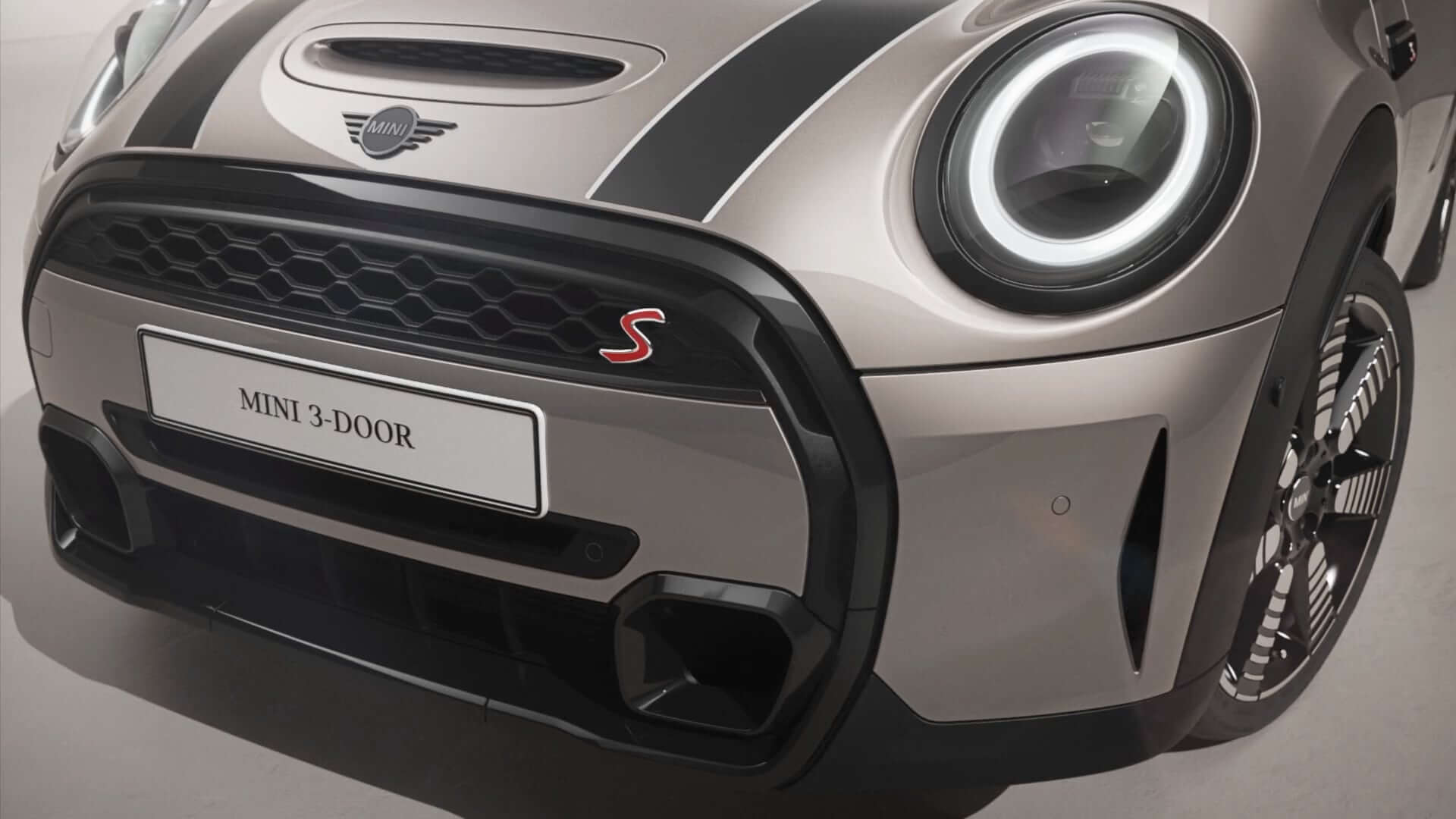 3-drzwiowe MINI Hatch – widok z przodu – szary i czarny