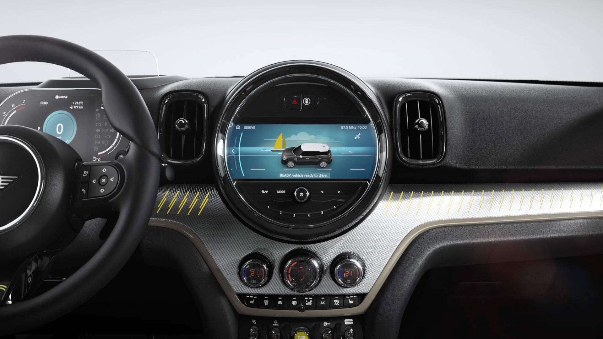 MINI Cooper SE Countryman ALL4 – widok z przodu – szary i czarny