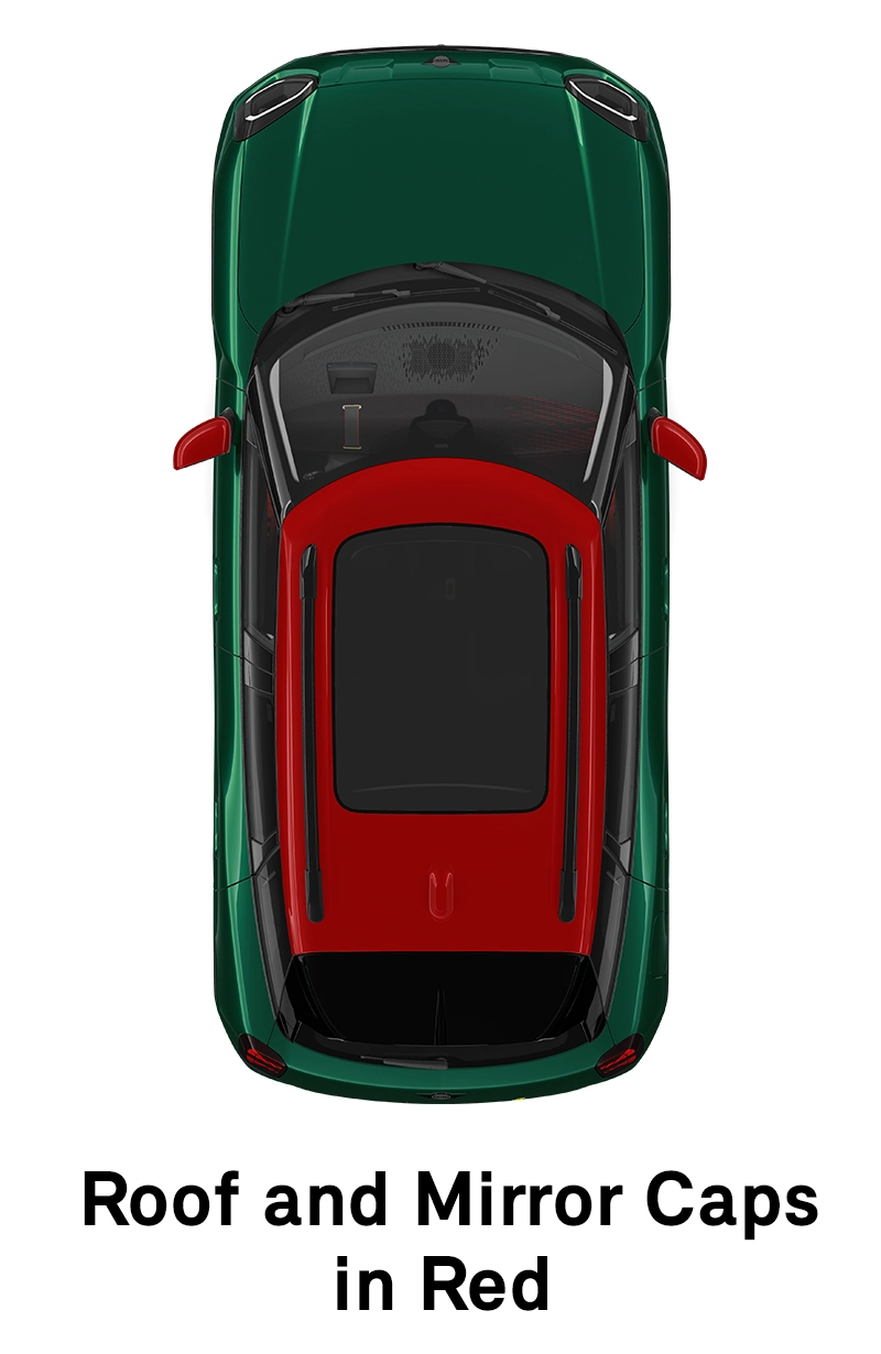  MINI – wyposażenie – linia jcw – dach i obudowy lusterek w kolorze czerwonym