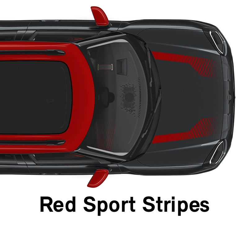  MINI – wyposażenie – linia jcw – czerwone sportowe pasy