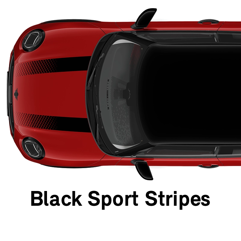  MINI – wyposażenie – linia jcw – czarne sportowe pasy