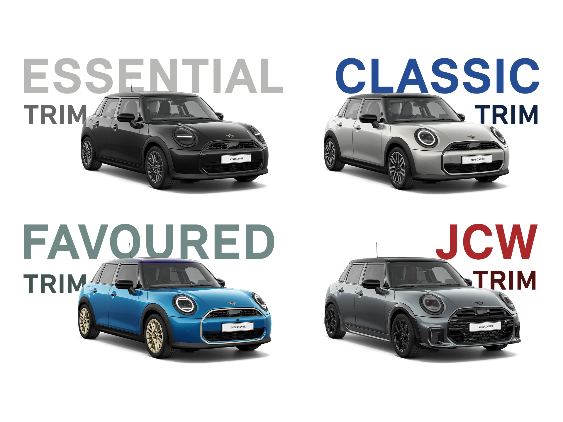 5-drzwiowe MINI Cooper – zestawienie opcji wykończenia wnętrza