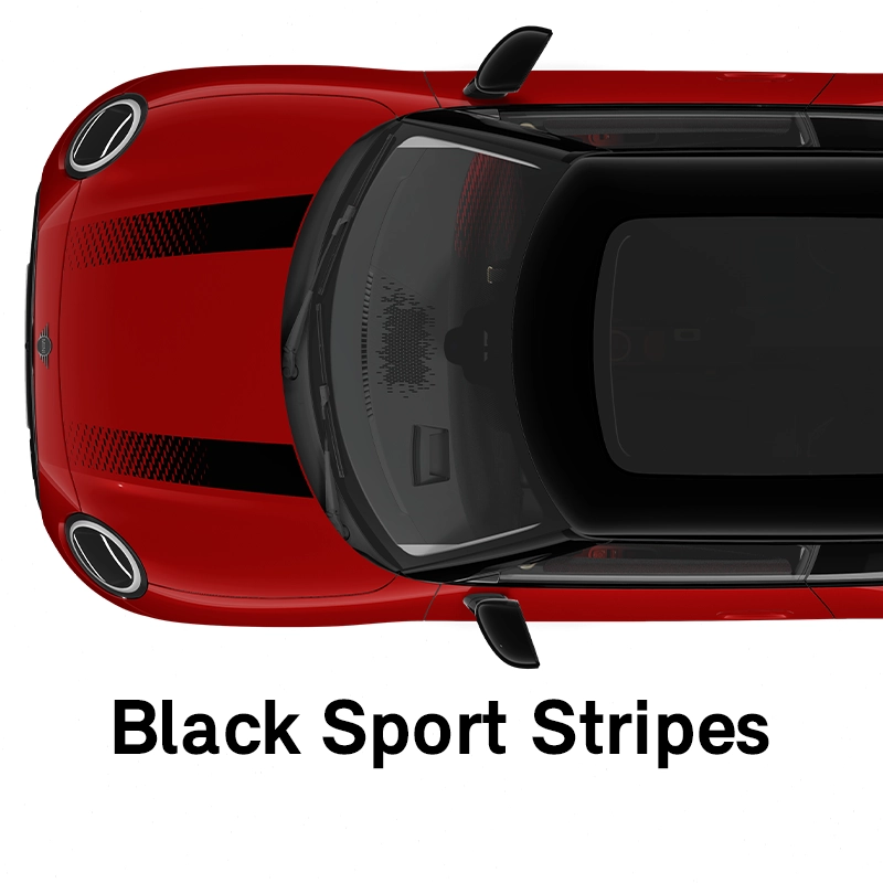  MINI – wyposażenie – linia jcw – czarne sportowe pasy