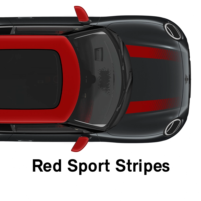 MINI – wyposażenie – linia jcw – czerwone sportowe pasy