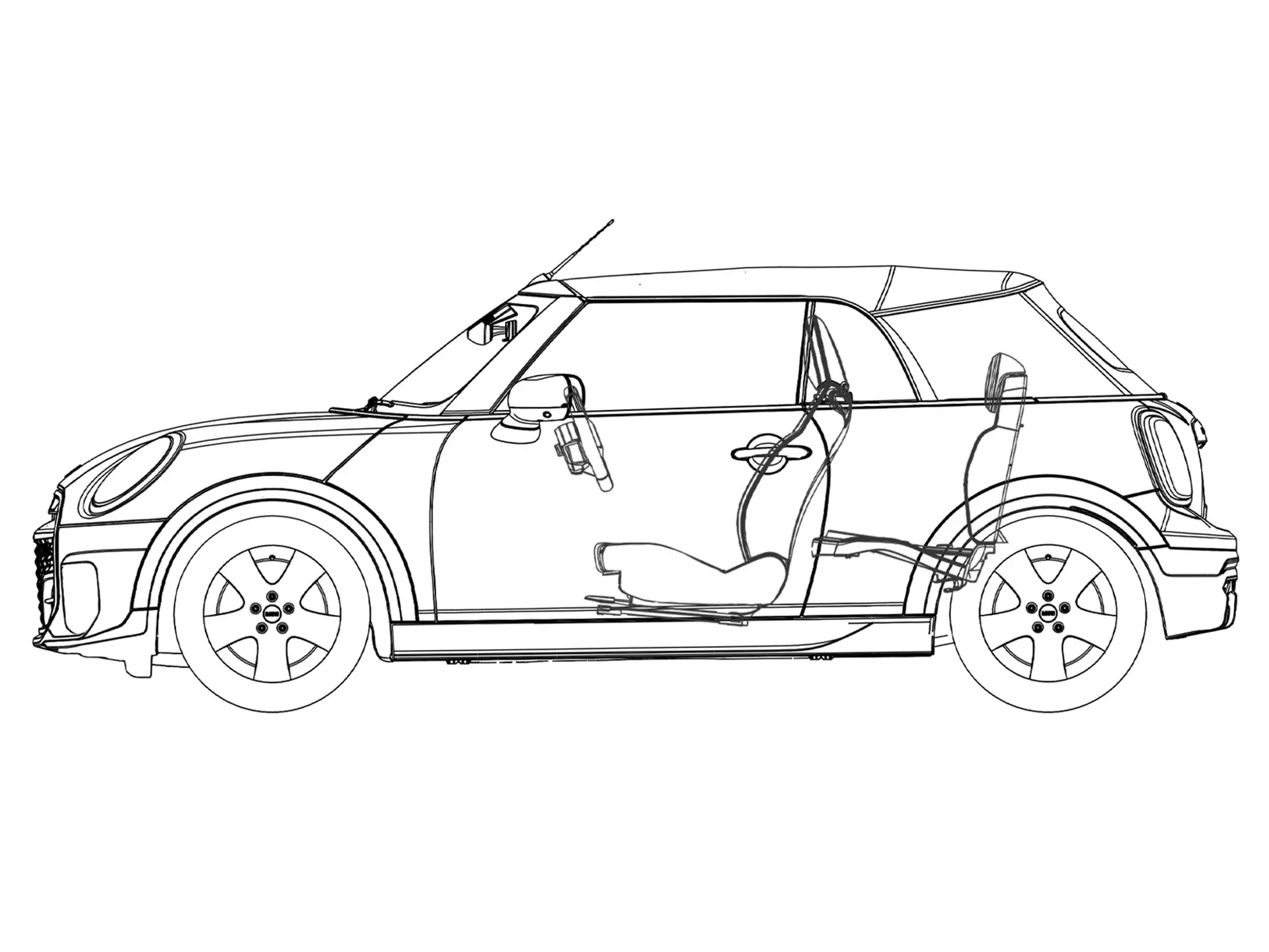 MINI Cooper Cabrio – szkic widoku z boku