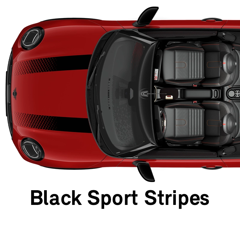  MINI – wyposażenie – linia jcw – czarne sportowe pasy