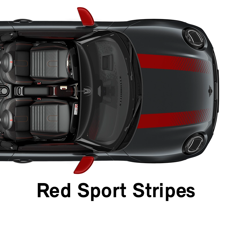  MINI – wyposażenie – linia jcw – czerwone sportowe pasy