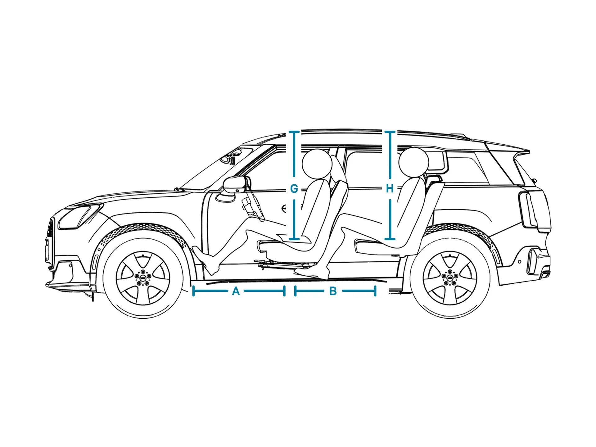 MINI Countryman – wymiary kabiny z boku