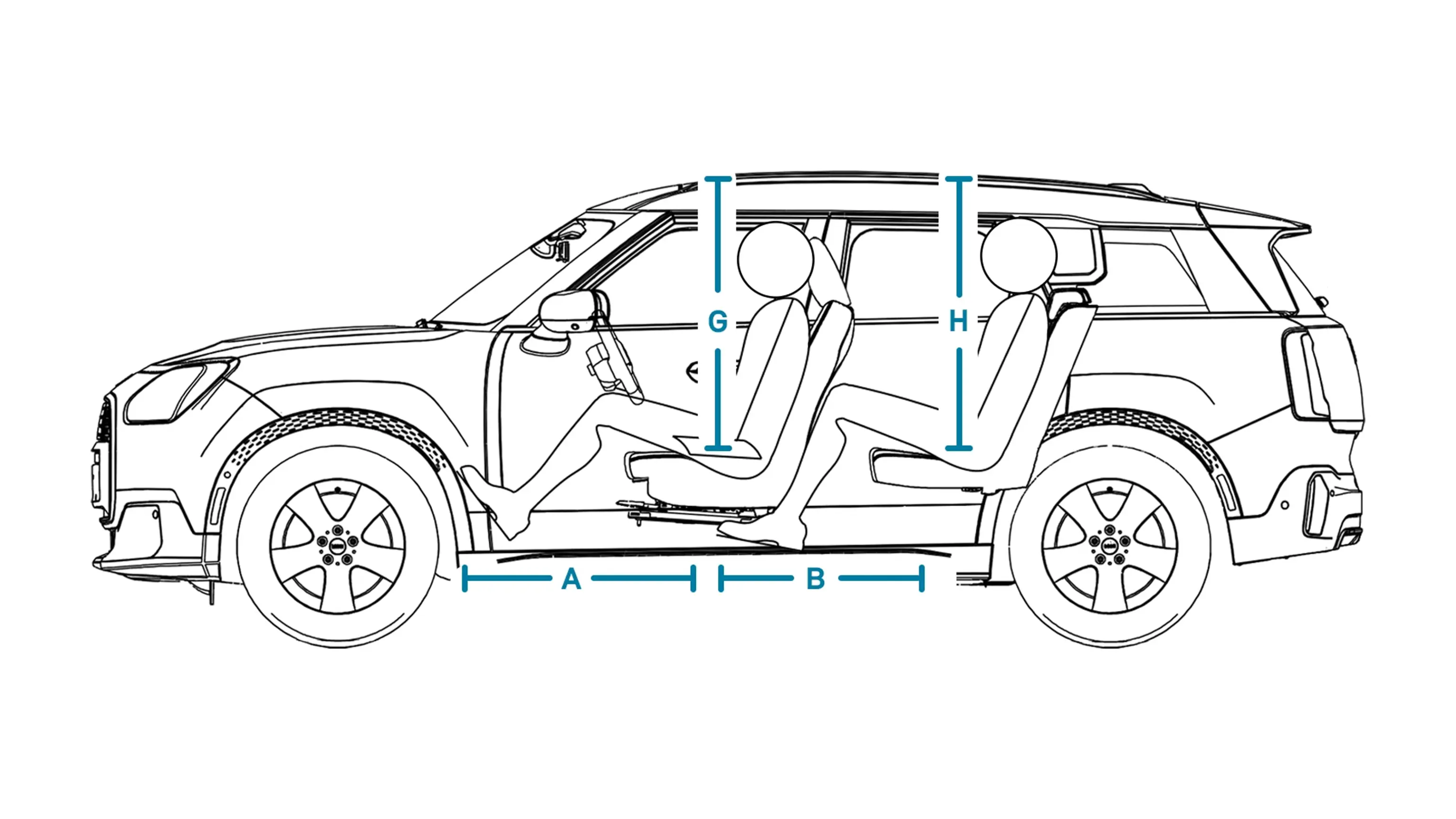 MINI Countryman – wymiary kabiny z boku