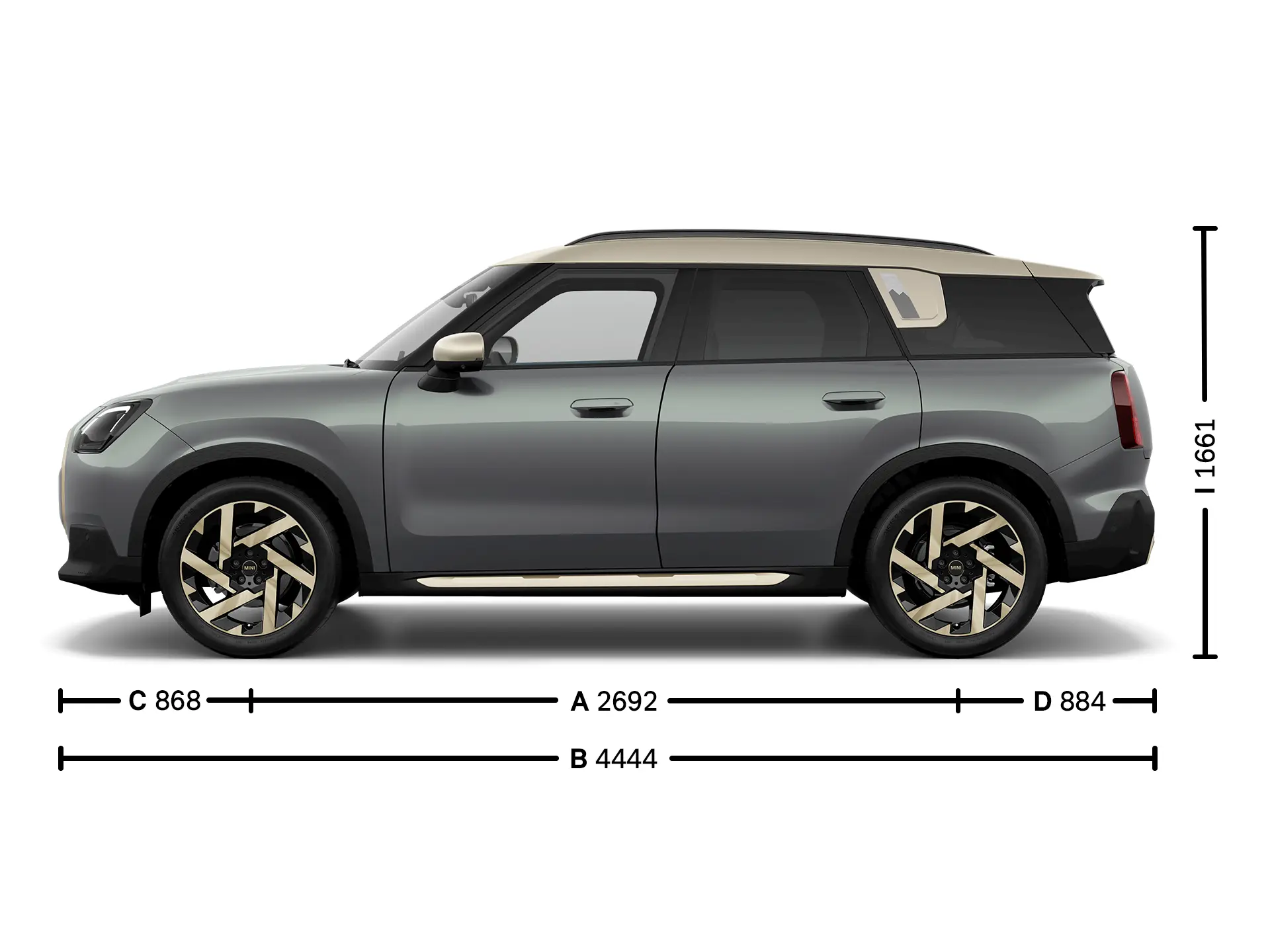 Wymiary MINI Countryman z boku