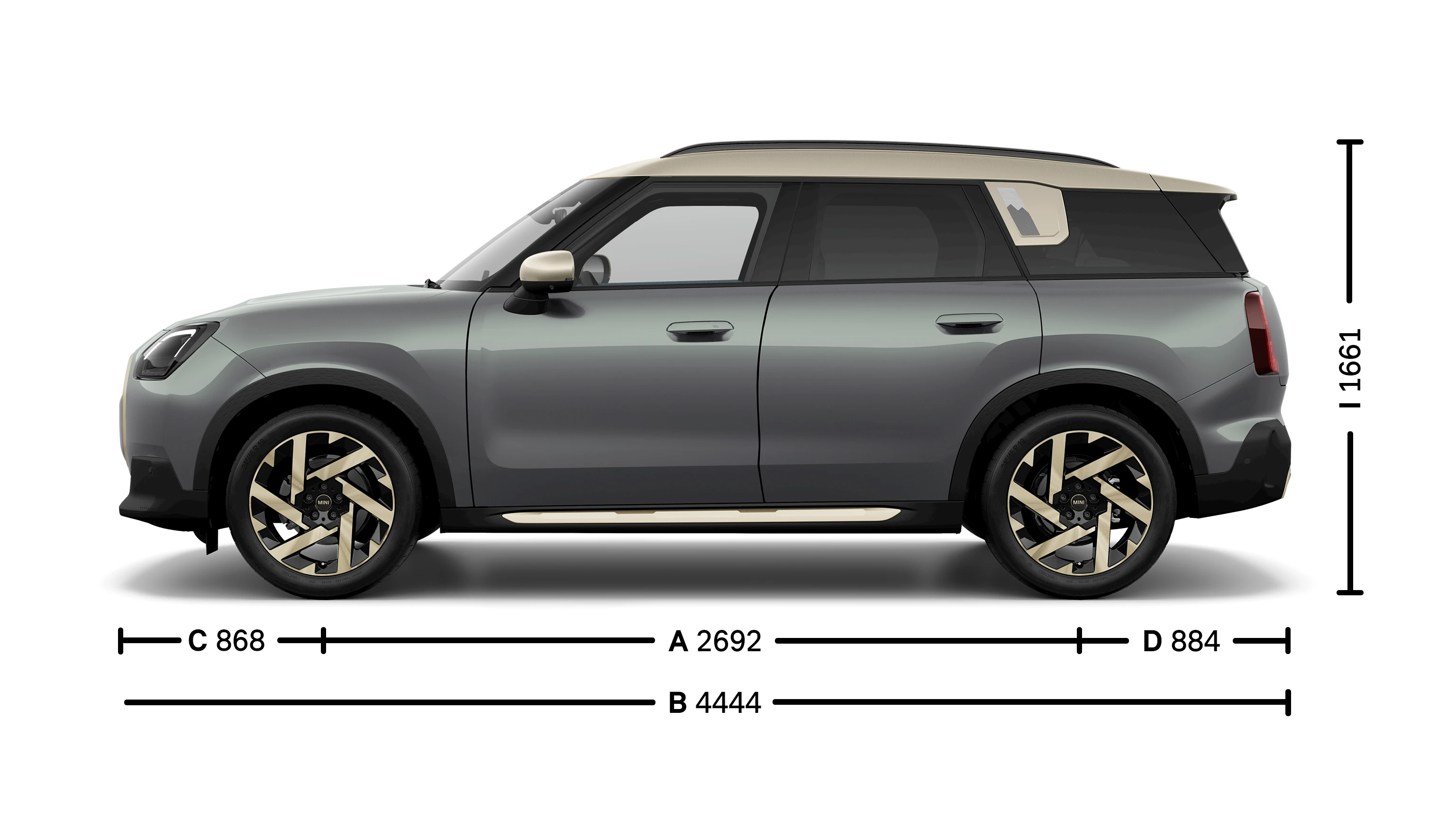 Wymiary MINI Countryman z boku