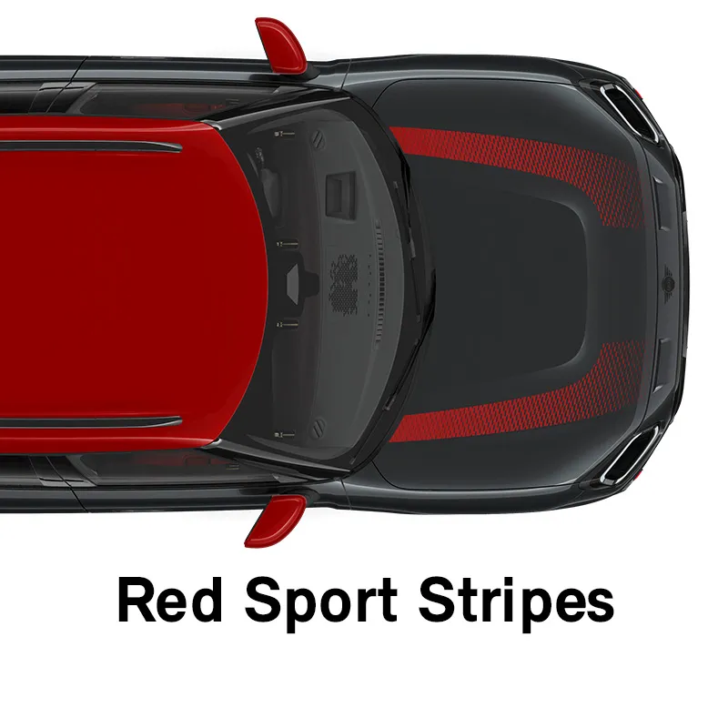  MINI – wyposażenie – styl jcw – czerwone sportowe pasy