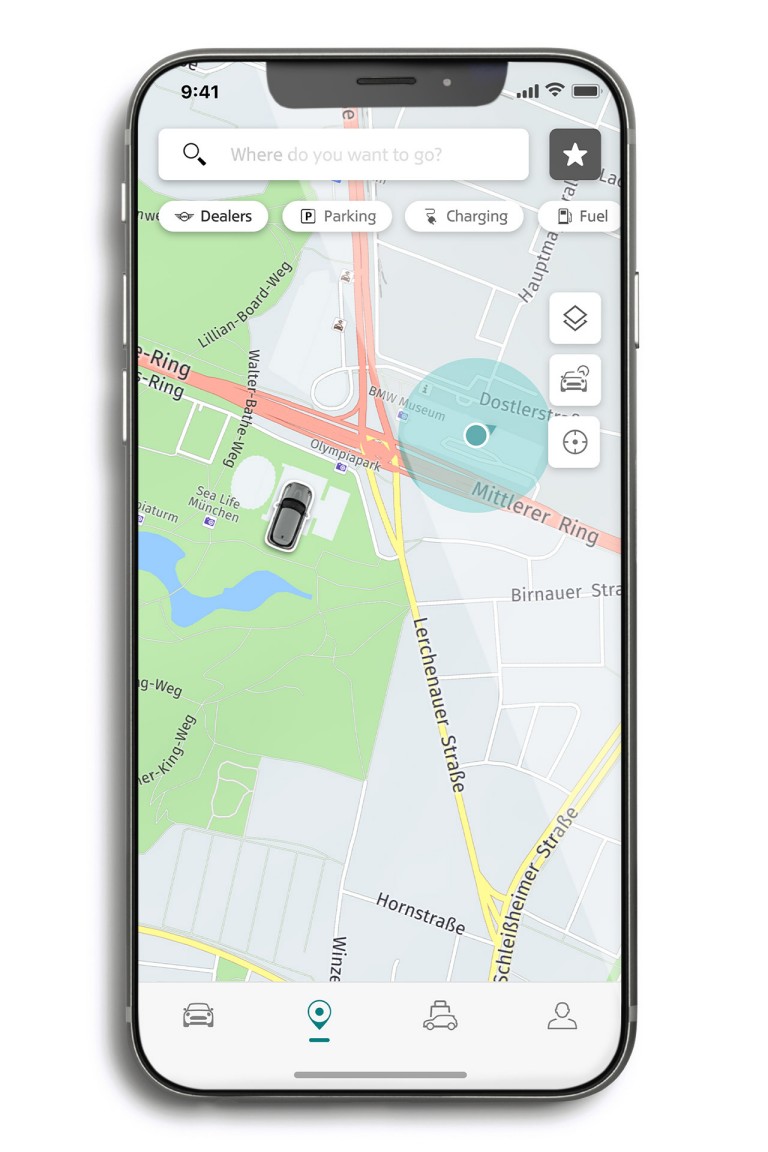 mini connected – mini app – zakładka mapy